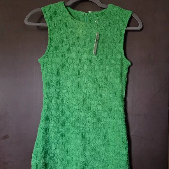 NWT Textured Slim Knit Green Mini Dress Anthropologie, XS - Picture 3 of 6